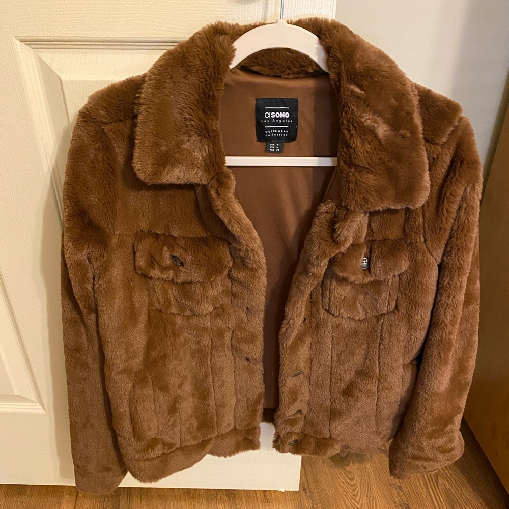 Brown Faux fur jacket CiSONA Los Angeles size medium
